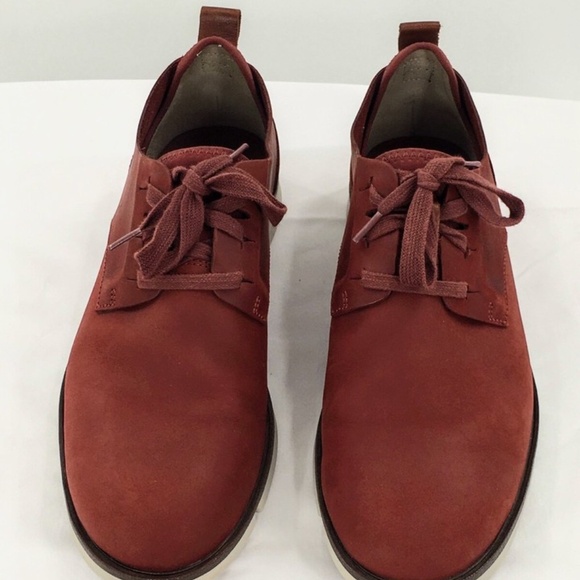 Clarks Mens Trigenic Shoe Deep Red Nubuck Oxford Sneaker Shoe Flex Sole Sz 8 - Picture 2 of 10